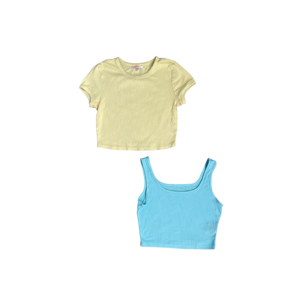Women's Crop Tops-Ribbed-Set of 2-Size Small